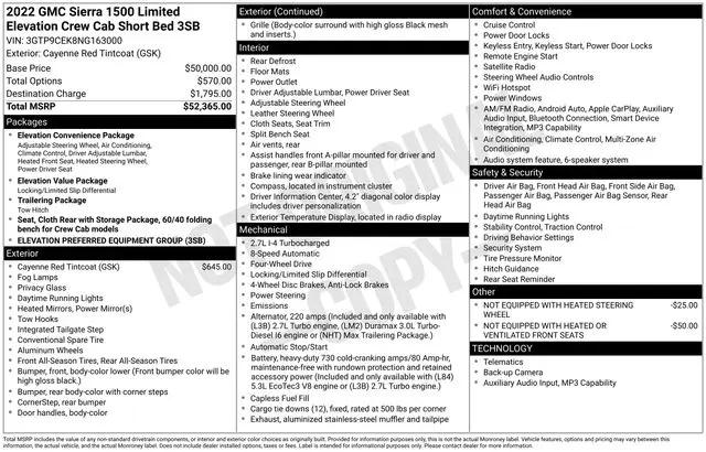 2022 GMC Sierra 1500 Limited 4WD Crew Cab Short Box Elevation