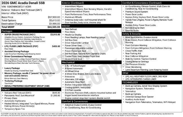 2026 GMC Acadia Denali AWD