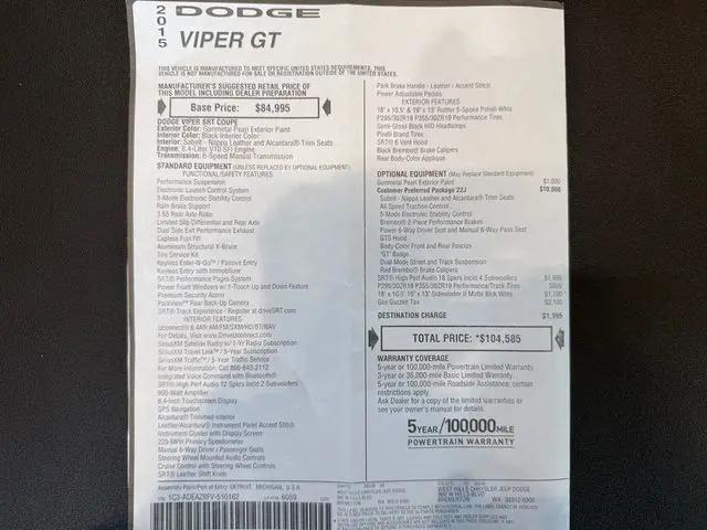 2015 Dodge Viper SRT