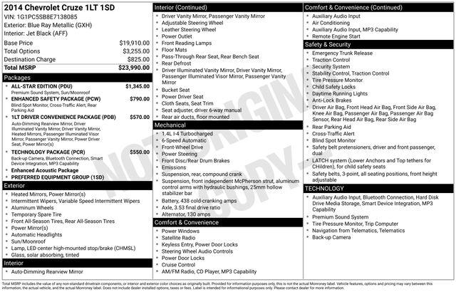 2014 Chevrolet Cruze 1LT Auto