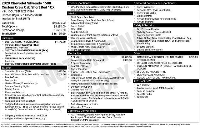 2020 Chevrolet Silverado 1500 4WD Crew Cab Short Bed Custom