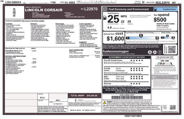 2021 Lincoln Corsair Standard