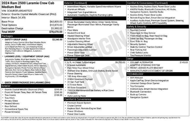2024 Ram 2500 Laramie Crew Cab 4x4 6'4" Box