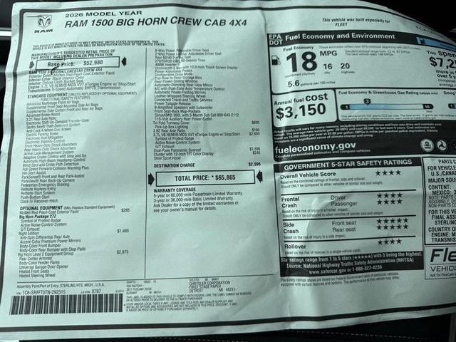2026 Ram 1500 Big Horn Crew Cab 4x4 5'7" Box