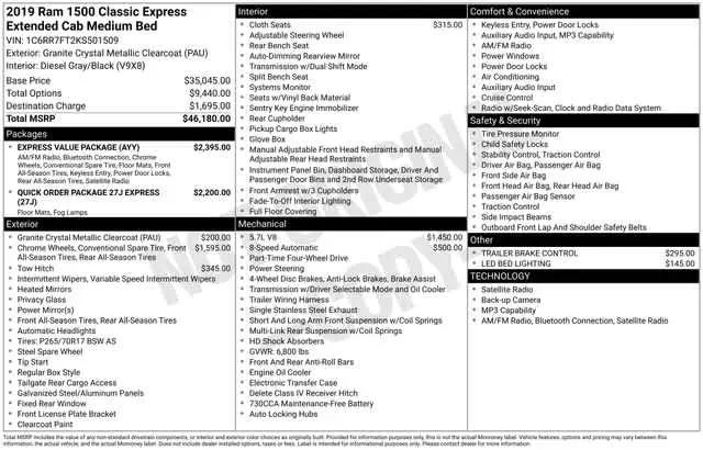 2019 Ram 1500 Classic Express Quad Cab 4x4 6'4" Box