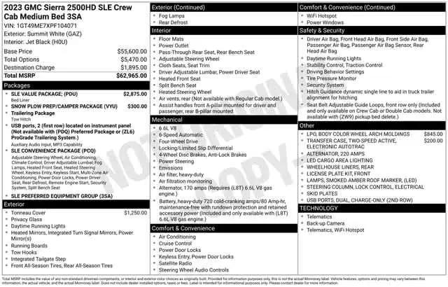 2023 GMC Sierra 2500HD 4WD Crew Cab Standard Bed SLE