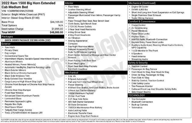 2022 Ram 1500 Big Horn Quad Cab 4x4 6'4" Box