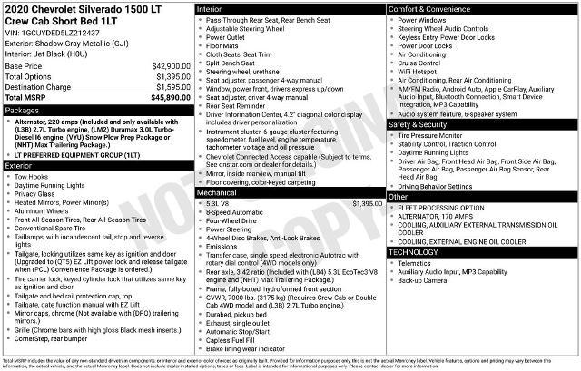 2020 Chevrolet Silverado 1500 4WD Crew Cab Short Bed LT