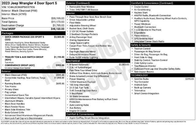 2023 Jeep Wrangler 4-Door Sport S 4x4