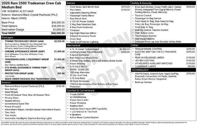 2020 Jeep Ram 2500 Tradesman Crew Cab 4x4 6'4" Box