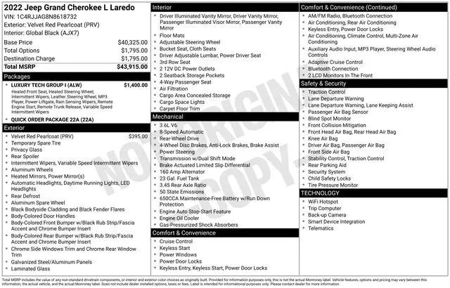 2022 Jeep Grand Cherokee L Laredo 4x2