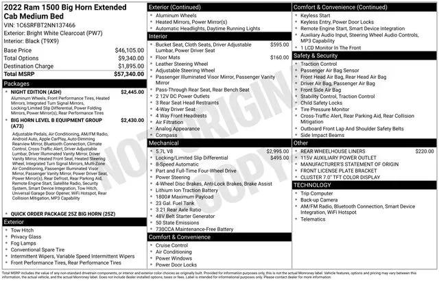 2022 Ram 1500 Big Horn Quad Cab 4x4 6'4" Box