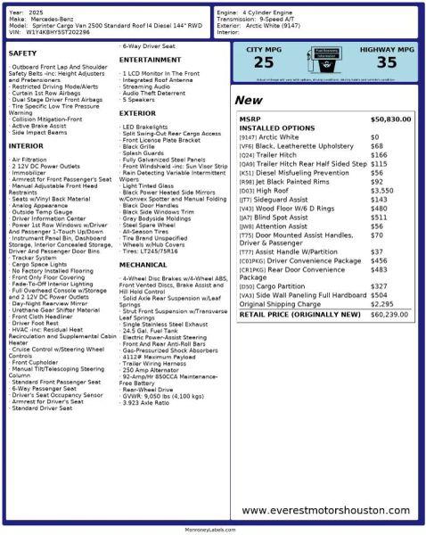 2025 Mercedes-Benz Sprinter 2500 Standard Roof 4-Cyl Diesel