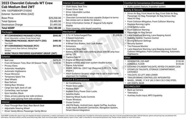 2023 Chevrolet Colorado 2WD Crew Cab Short Box WT