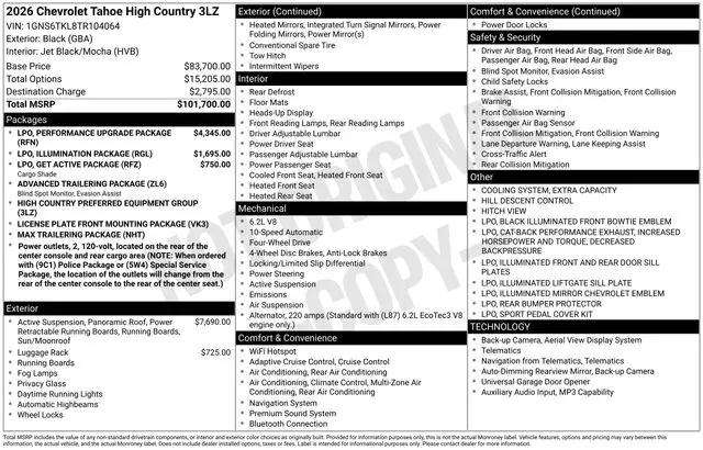 2026 Chevrolet Tahoe 4WD High Country