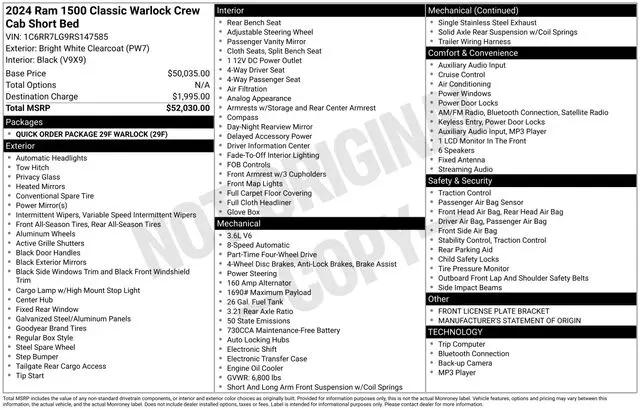 2024 Ram 1500 Classic Warlock Crew Cab 4x4 5'7" Box
