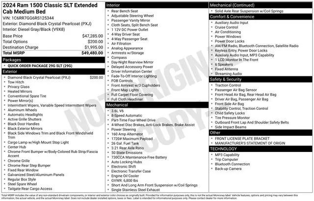 2024 Ram 1500 Classic SLT Quad Cab 4x4 6'4" Box