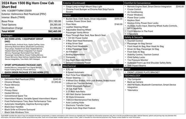 2024 Ram 1500 Big Horn Crew Cab 4x4 5'7" Box