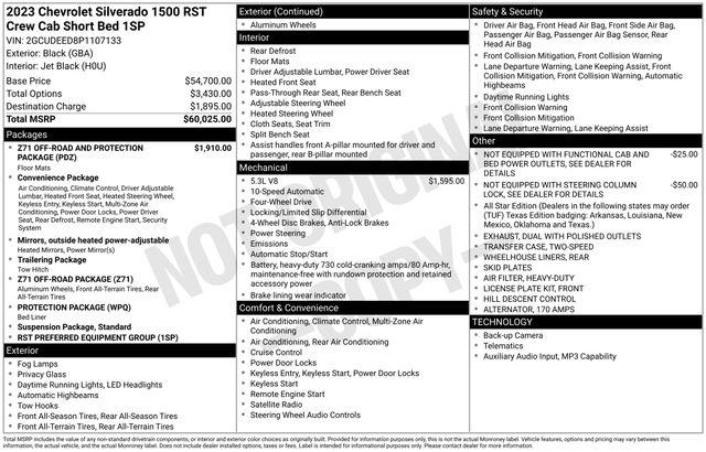 2023 Chevrolet Silverado 1500 4WD Crew Cab Short Bed RST