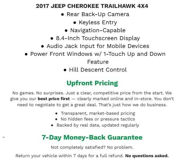 2017 Jeep Cherokee Trailhawk 4x4 for sale in Madison, WI