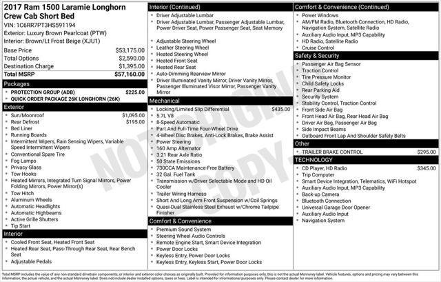 2017 Ram 1500 Longhorn Crew Cab 4x4 5'7" Box
