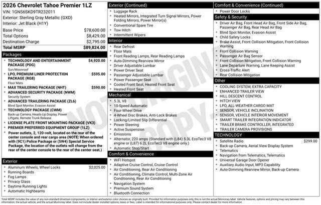 2026 Chevrolet Tahoe 4WD Premier