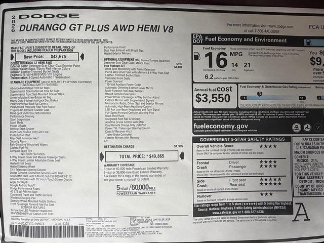 2026 Dodge Durango GT Plus AWD HEMI V8