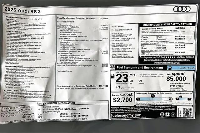 2026 Audi RS 3 TFSI quattro S tronic