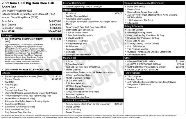 2022 Ram 1500 Big Horn Crew Cab 4x4 5'7" Box