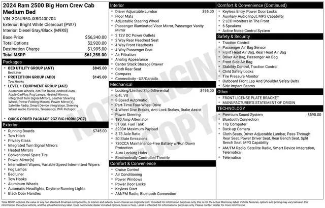 2024 Ram 2500 Big Horn Crew Cab 4x4 6'4" Box