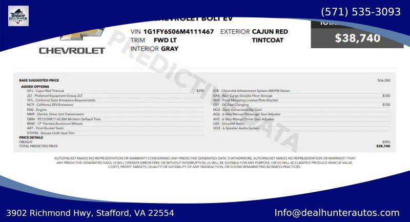 2021 Chevrolet Bolt EV FWD LT for sale in Stafford, VA
