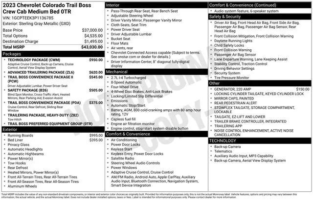 2023 Chevrolet Colorado 4WD Crew Cab Short Box Trail Boss