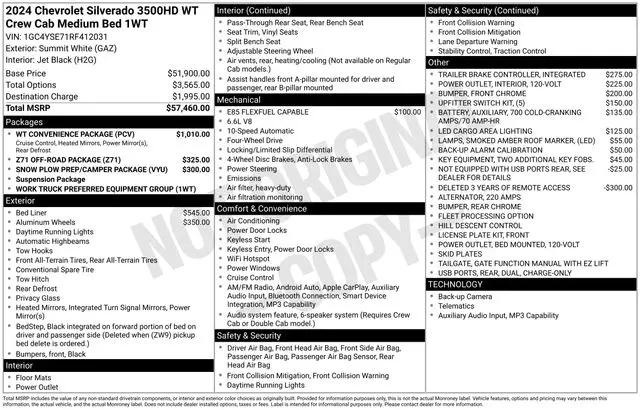 2024 Chevrolet Silverado 3500HD 2WD Crew Cab Standard Bed Work Truck