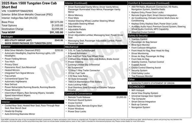 2025 Ram 1500 Tungsten Crew Cab 4x4 5'7" Box