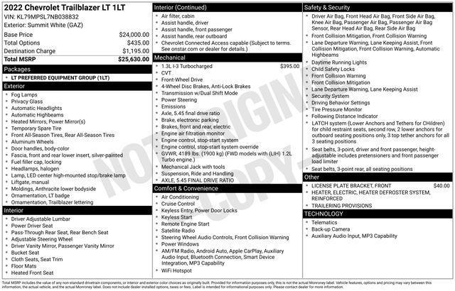 2022 Chevrolet TrailBlazer FWD LT