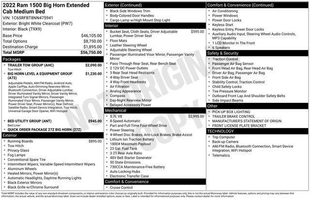2022 Ram 1500 Big Horn Quad Cab 4x4 6'4" Box