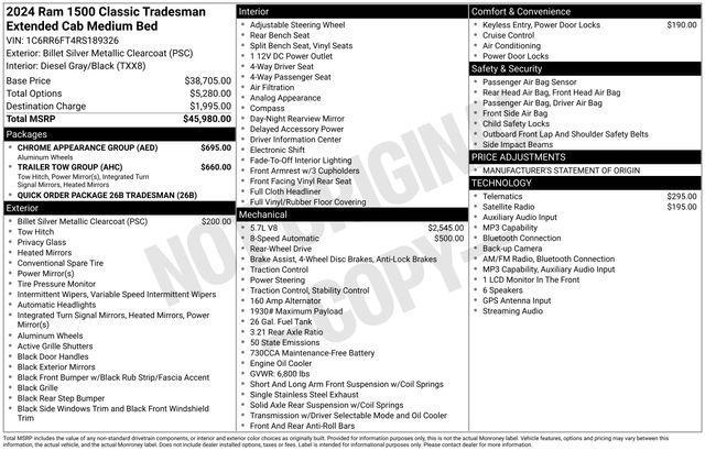 2024 Ram 1500 Classic Tradesman Quad Cab 4x2 6'4" Box