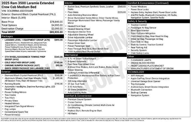 2025 Ram 3500 Laramie Mega Cab 4x4 6'4" Box