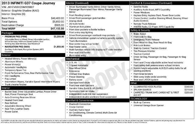 2013 INFINITI G37 Journey