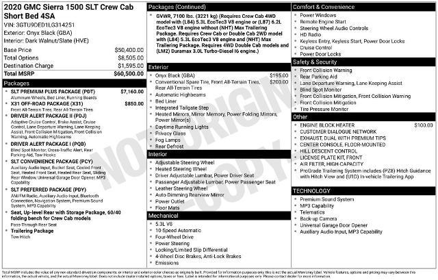 2020 GMC Sierra 1500 4WD Crew Cab Short Box SLT