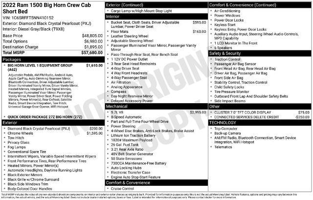 2022 Ram 1500 Big Horn Crew Cab 4x4 5'7" Box