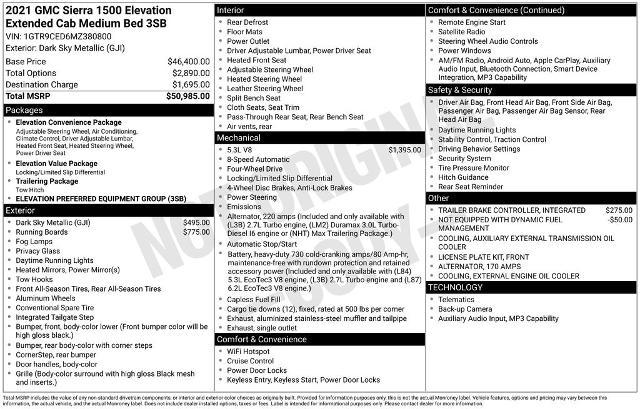 2021 GMC Sierra 1500 4WD Double Cab Standard Box Elevation
