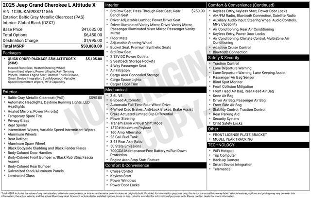 2025 Jeep Grand Cherokee L Altitude X 4x4