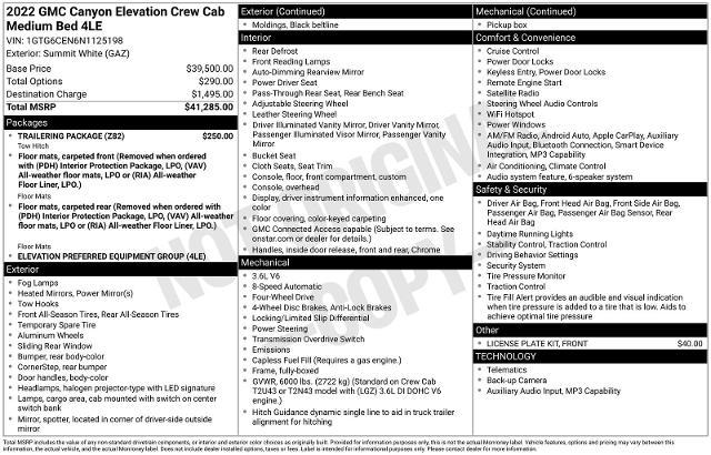2022 GMC Canyon 4WD Crew Cab Short Box Elevation