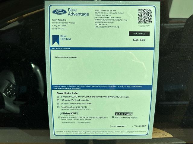 2022 Lexus ES 350 Base