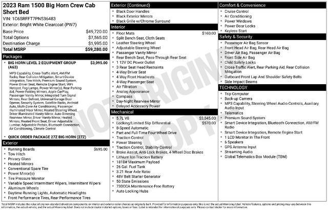 2023 Ram 1500 Big Horn Crew Cab 4x4 57 Box