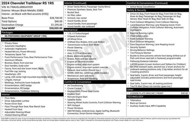 2024 Chevrolet TrailBlazer AWD RS