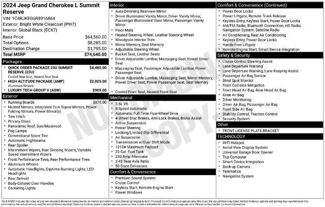 2024 Jeep Grand Cherokee L Summit Reserve 4x4