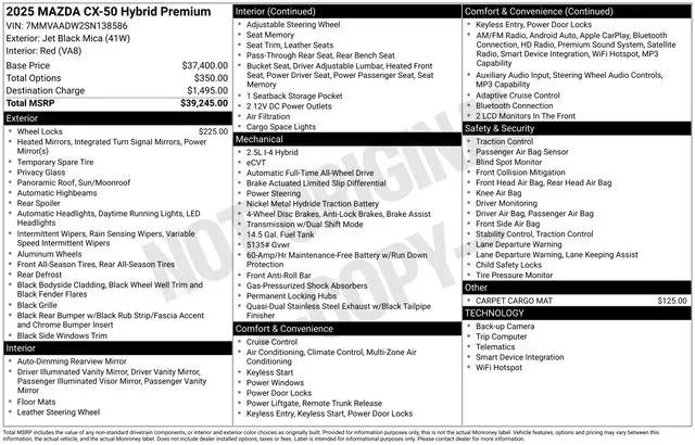 2025 Mazda CX-50 Hybrid Premium Package