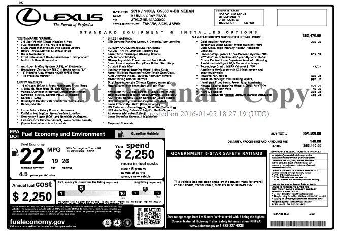 2016 Lexus GS 350 350